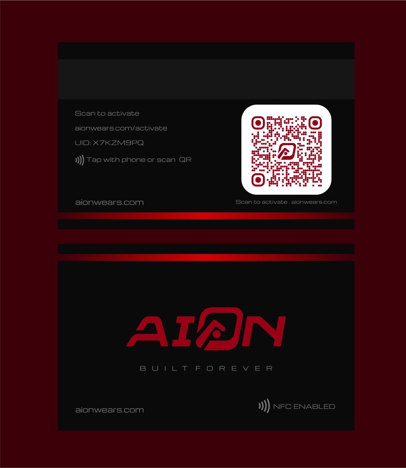 AION NFC smart tag — sewn into every garment